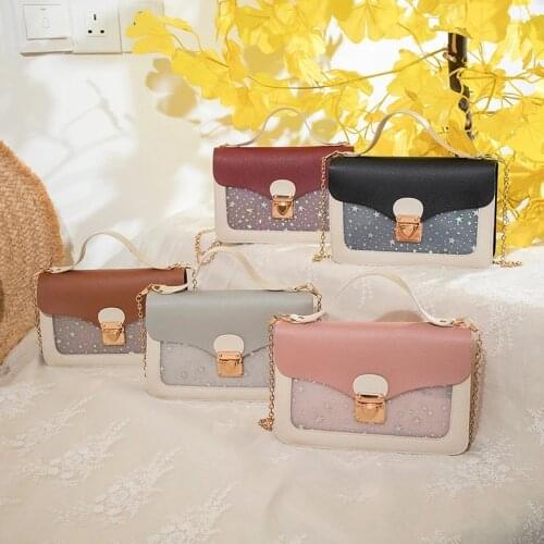 Fashion Trendy Small Bag Korean Style New Transparent Womens Bag Shoulder Casual Lock Small Patched Girls Square Bag Flap