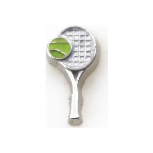 New arrive 20pcs/lot tennis racket sports floating charms living glass floating lockets wholesale