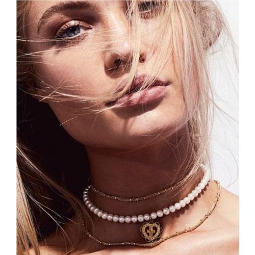 Ms natural freshwater pearl cross love clavicle necklace