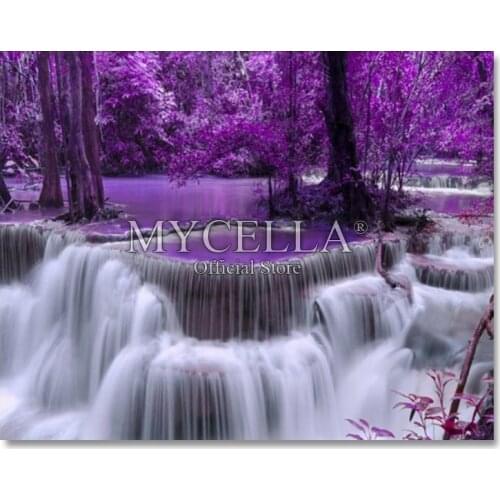 Landscape,Full,Diamond Embroidery, Purple Falls ,5D,Diamond Painting,Cross Stitch,3D,Diamond Mosaic,Needlework,Crafts,Christmas