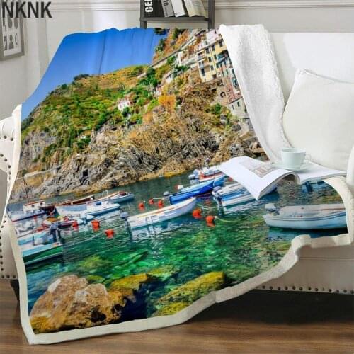 NKNK Beach Blankets Houses Thin Quilt Mountains 3D Print Landscape Plush Throw Blanket Sherpa Blanket Animal Premium Pattern