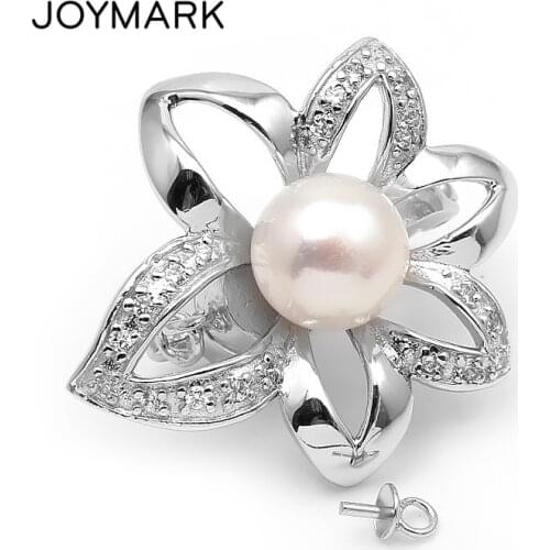 Lily Flower Pure Silver Buckle Magnetic Clasp Zircon Pave Pearl 925 Sterling Silver Necklace Clasp DIY Jewelry Findings SC-MC018