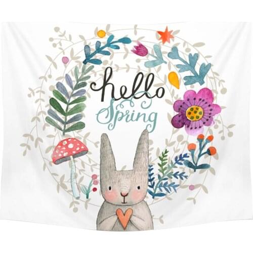 Pumelo Tree Mandala Tapestry Ethic Bedspread Cute Bunny Bees Bear Crocodile Cartoon Tapestries Wall Art Decoration Easter