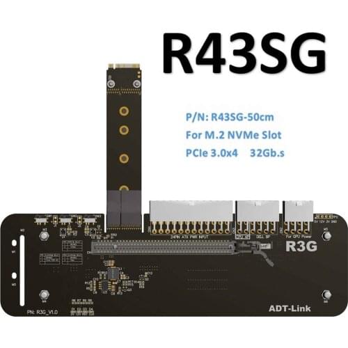 R43SG M.2 Key M External Graphics Card Stand Bracket with PCI-E3.0 x4 Riser Cable 25/50cm 32Gbs For ITX STX NUC VEGA64 GTX1080ti