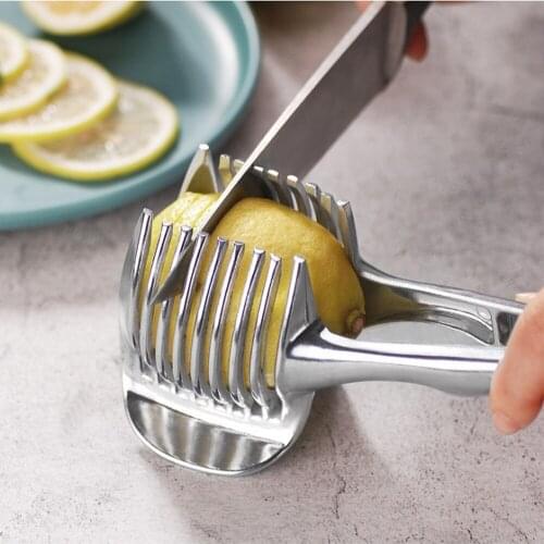 Stainless Steel Potato Slicer Tomato Cutter Tool Shreadders Fruit Lemon Cutting Holder Slice Cooking Tools Kitchen Accessories