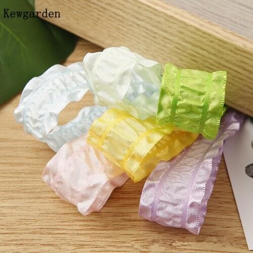 Kewgarden 1" 1.5" 25mm 38mm Ruffle Polyester Ribbons Handmade Tape DIY Hairbow Brooch Accessories Gift Packing Webbing 10 Yards
