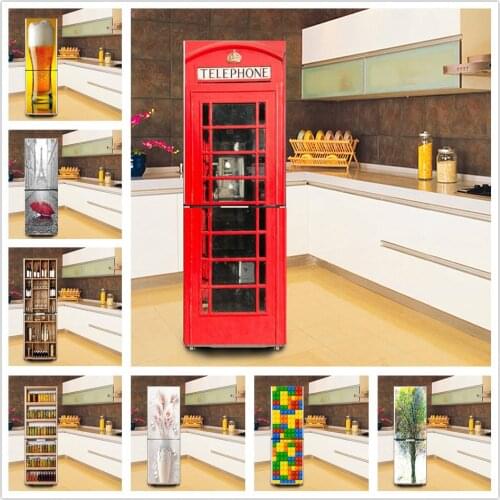 60x180cm Self-adhesive PVC Refrigerator Sticker Waterproof DIY Wallpaper For Kitchen Home Decoration Poster Fridge Mural Decals