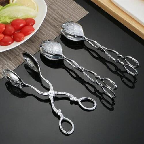 1pc Stainless Steel Food Tongs Salad Bread Pastry Barbecue Clamp Kitchen Serving Tong For Fried Fish Steak Kitchen Accessories