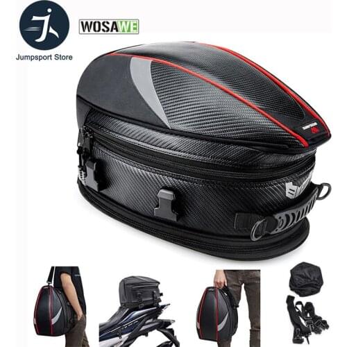 WOSAWE Motorcycle Back Seat Bag Waterproof Large Capacity Motorbike Cycling Rear Bag Bicycle Durable Tail Bag with Rain Cover