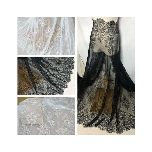 Ultra-thin Mesh Method Single Small Bone Line Soft Eyelash Lace Width 120CM Manual Diy Clothing Accessories Wedding Material