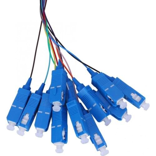 Fiber Optic Patch SC/UPC Fiber Pigtail Cable Sigle Mode 12-Cores SC Square Head with PVC Outer Shell