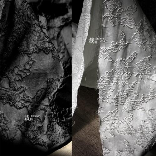 Immortal Light embossed 3d heavy texture stiff irregular jacquard profile thick cloth jacket designer fabric for patchwork