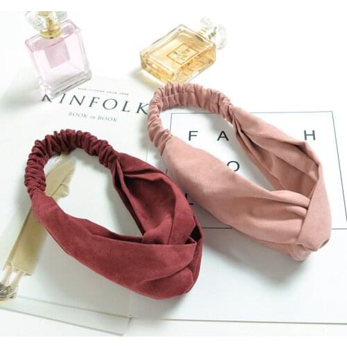 Women Spring Cotton Sue Soft Solid Headbands Vintage Cross Knot Elastic Hairbands Bandanas Girls Hair Bands Hair Accessories