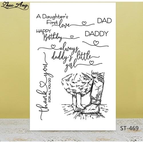 ZhuoAng Daughter And Dad Clear Stamps/Seals For DIY Scrapbooking/Card Making/Album Decorative Silicone Stamp Crafts