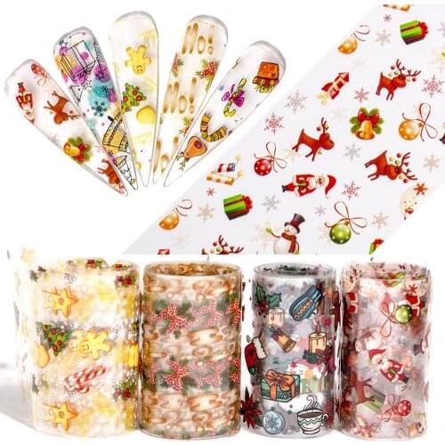 10 Rolls-Nail Stickers Nail Foil 3D Nail Art Transfer Sticker Decoration Kawaii snowflake Nail Art Decals Nail Strip DIY Sticker