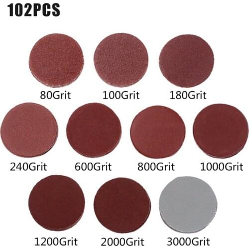 102pcs Sanding Discs Pad Kit for Drill Grinder Rotary Tools Sanding Polishing Pad Includes 80-3000 Grit Sandpapers 2" 50mm