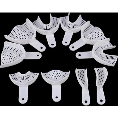 2019 2pcs White Dental Impressions Trays Plastic-Steel Teeth Holders Denture Model Materials Oral Hygiene Clinic Dentist Product