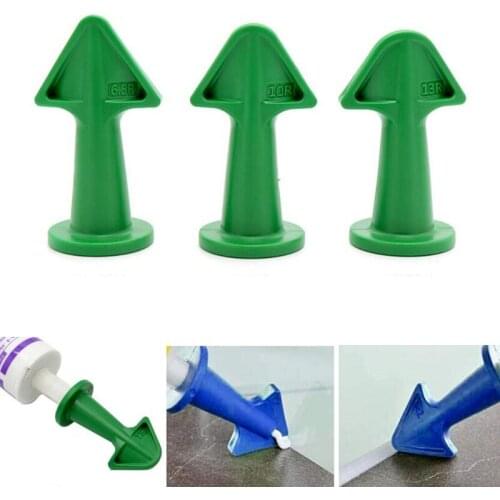 3Pc 6.5R/10R/13R Caulk Nozzle Scraper Set Reusable Sealant Angle Scraper Silicone Grout Glass Glue Caulk Sealing Tool Blue Green