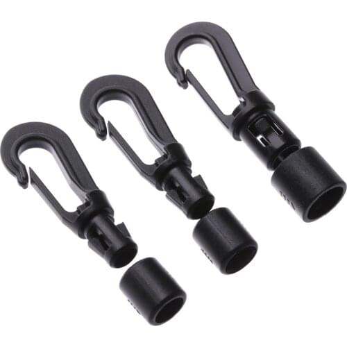 5PCS POM Plastic Black Elastic Ropes Buckles Bungee Shock Tie Clothesline Straps Hooks Camping Tent Hook Boat Kayak Accessories