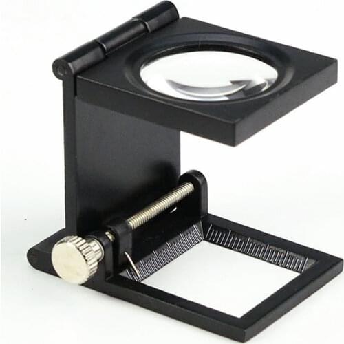 5x Stand Folding Cloth Magnifier Thread Counter Loupe Linen Tester Magnifying Glass with Scale All metal frame glass lenses