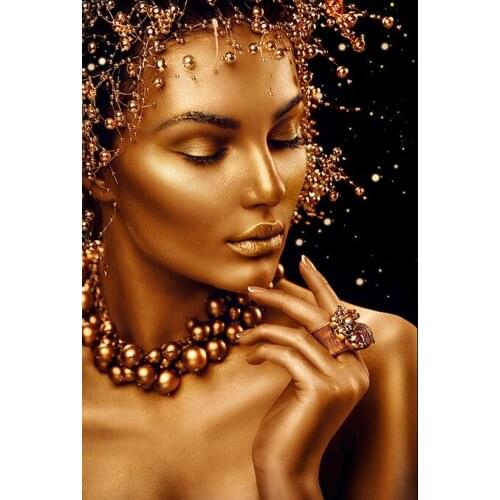 African Art Black and Gold Woman Art Film Print Silk Poster Home Wall Decor 24x36inch