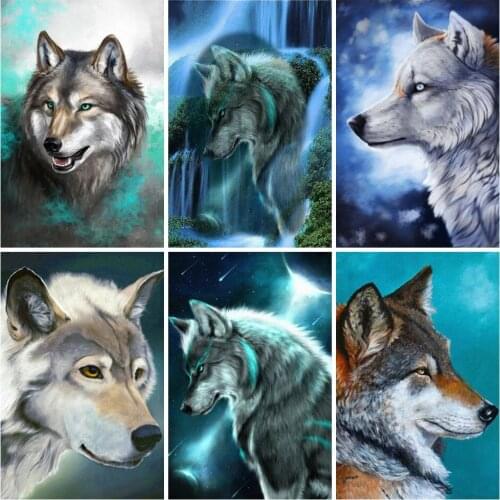 AZQSD Wolf Diamond Painting Full Square Diamond Embroidery Animal Mosaic Rhinestones Handmade Home Decor Gift Needlework