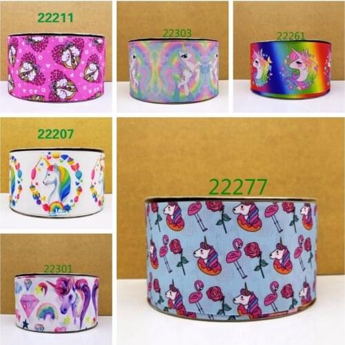 Free shipping 50 yard unicorn ribbon printed grosgrain ribbon 22207