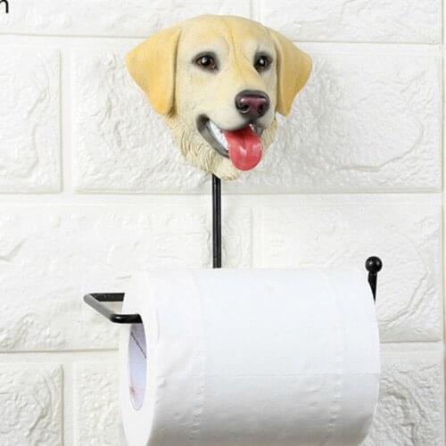 Free Punch Wall-mounted Towel Rack Towel Rack Roll Holder Cute Dog Toilet Tray Kitchen Bathroom Toilet Tissue Box