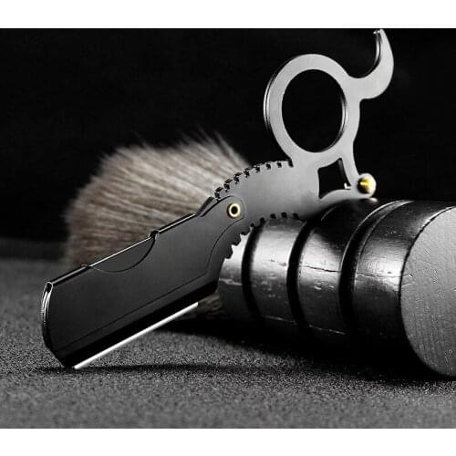 Straight Edge Barber Razor Haircut Beard Eyebrow Shaving Tool Manual Depilation Razor Hairdresser Trimming Blades Replaceable