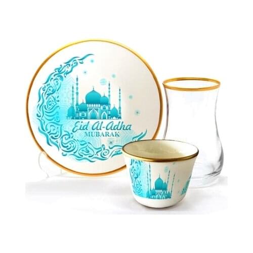 Drop Efe Tea & Arabian Coffee Cup Set 18 Pieces Mosque