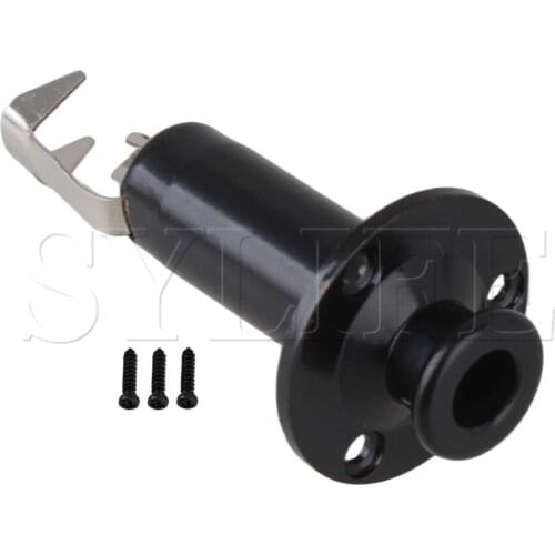 BLACK Guitar Bass End Pin Output Jack Mono or Stereo w/ Mounting Screws