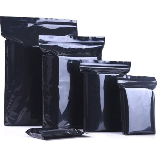 Black Plastic Ziplock Valve Bag Self Seal Reclosable Zip Lock Zipper Poly Pouch Storage Package Pack 16 Sizes