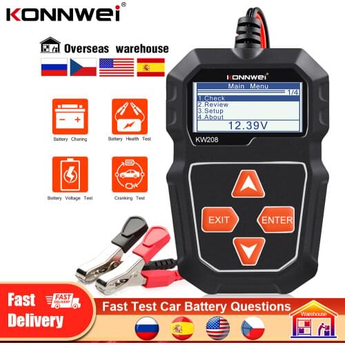 KONNWEI KW208 Battery Tester Car Digital 12V 100-2000CCA Cranking Charging System Test Tool Automotive Battery Capacity Tester