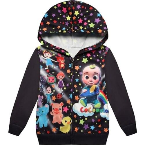 Kids Cocomelon Zipper Coat for Girls Boys Christmas Birthday Clothing Long Sleeve Sweatershirt Children Spring Autumn Jacket