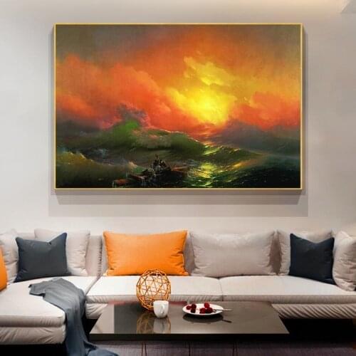 The Ninth Wave by Aivazovsky Ivan Famous Art Paintings On the Wall Art Posters And Prints Seascape Canvas Pictures Home Decor