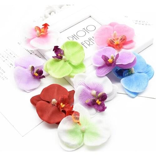 10 Pieces Butterfly Orchid fake wedding decorative flower wall home decoration accessories diy gift candy box artificial flowers