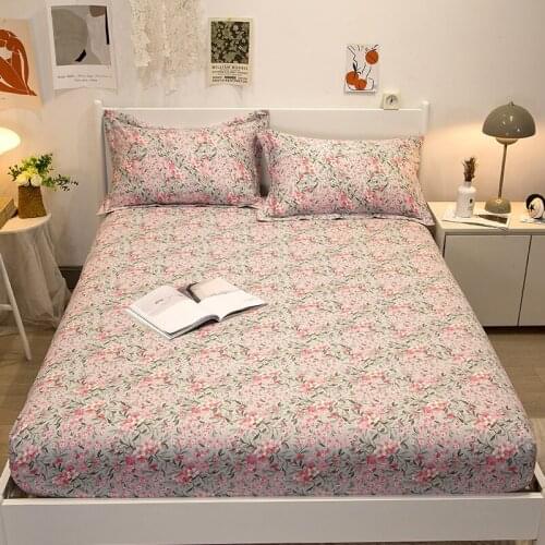 100% cotton Pure Cotton Colorful Flower Pattern Fitted Bedsheet Set Mattress Cover The suite Cover