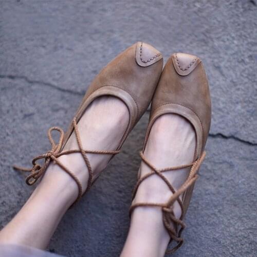 Careaymade-Original Retro Art Square DIY strap cowskin single shoes,pure handmade shoes comfortable soft bottom flat shoes