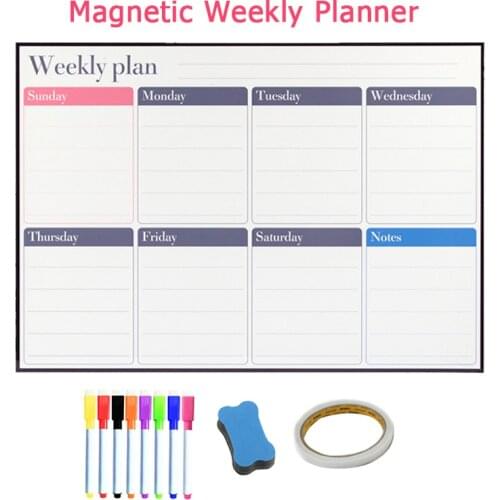 Magnetic Weekly Monthly Planner Calendar Fridge Magnet Door Stickers Schedule Erasable Pens Message Drawing Memo Plan De Tavail