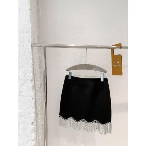 Fashion 2021 new ladies sexy solid color rhinestone fringed skirt 0116