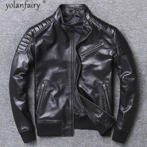 Genuine Leather Jacket Men 100% Sheepskin Coat Motorcycle Jackets for Men Plus Size 4xl Spring Autumn 2021 Veste Homme Pph4909