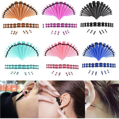 36pcs/lot Acrylic Ear Gauge Taper And Plug Stretching Kits Mixed Color Ear Flesh Tunnel Expansion Body Piercing Jewelry 1.6-10mm
