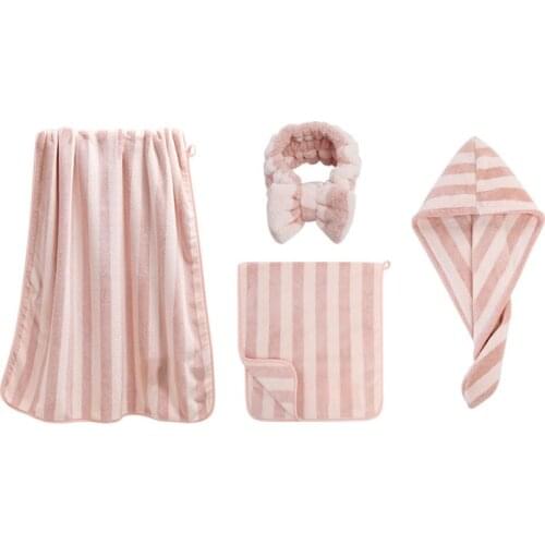 Four Piece Household Absorb Water Quickly Dry No Sheding Does Not Pilling Mens Womens Bath Towel Set