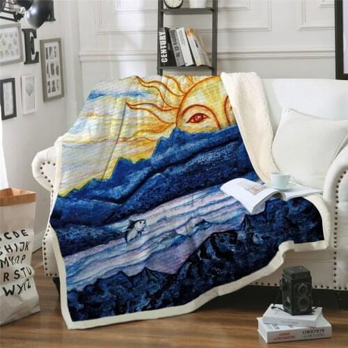 2020 New Sunrise Scenic Microfiber Bed Blanket Mountain Throw Blanket for Sofa Landscape Home Fashion Blanket