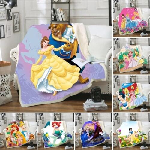 Disney Princess Beauty and Beast Blankets Plush Blanket Throw for Sofa Bed Cover Single Twin Bedding Baby Girls Children Gift