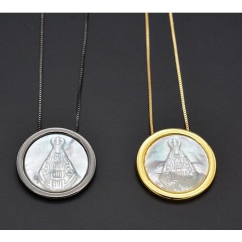 925 Sterling Silver Original Keel Necklace Pearl Shell Embossed Lucky Buddha Pendant Personality Creative Good Luck Jewelry