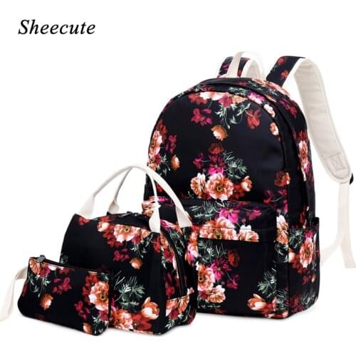 New School Bags Orthopedic Backpack for Children Shoulder Bag 3pcs/set Waterproof Nylon Cloth Printing Women Backpack Female
