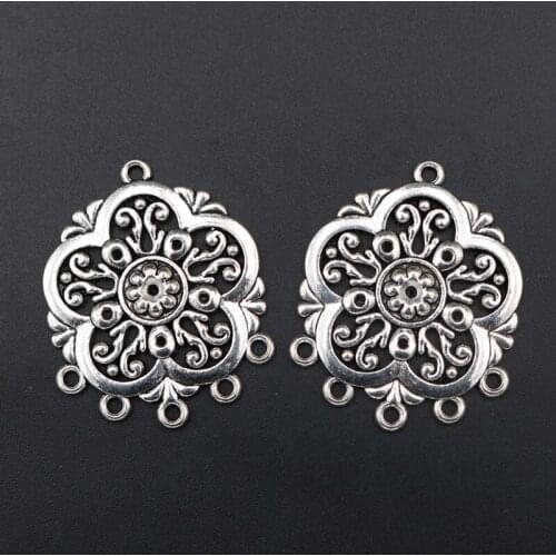 WKOUD 3pcs Silver Color Hollow Metal Five Petals Flower Glamour Vintage Necklace Bracelet DIY Jewelry Porous Alloy Connectors