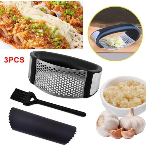 Multi-function Manual Garlic Presser Curved Garlic Grinding Slicer Chopper Stainless Steel Garlic Presses Cooking Gadgets Tool