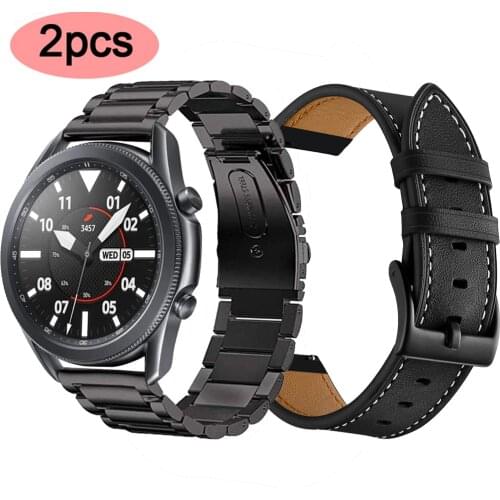 Strap Sets for Samsung Galaxy Watch 3 Band 20mm 22mm Solid Stainless Steel Bracelet for Galaxy Watch 41mm 45mm Mesh Loop Straps